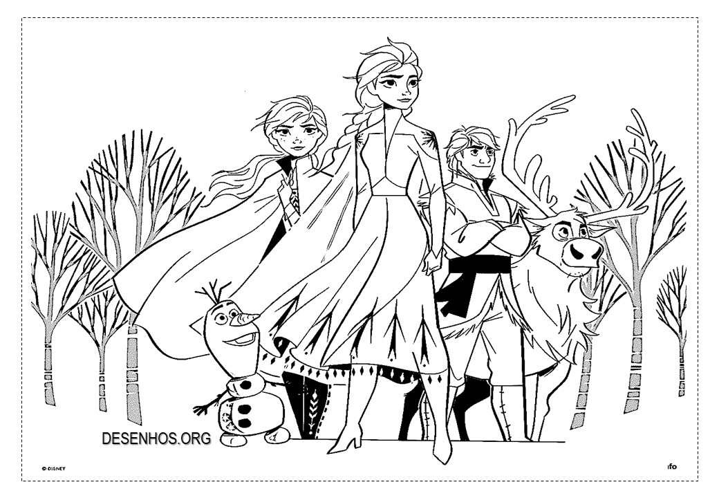 209 desenhos Frozen 1 e 2 para imprimir e colorir