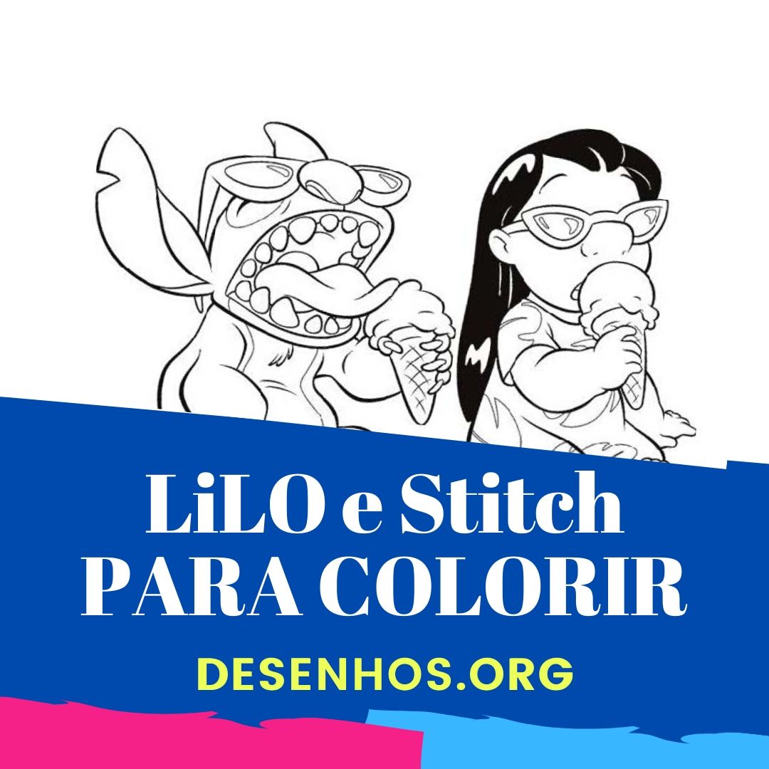 107 Desenhos Lilo e Stitch para imprimir e colorir