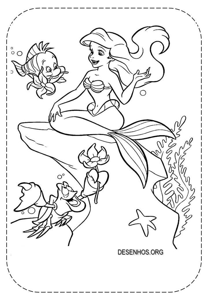 109 Desenhos da Ariel para colorir e imprimir