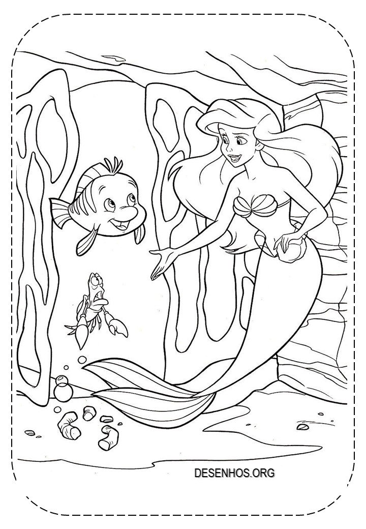 109 Desenhos da Ariel para colorir e imprimir