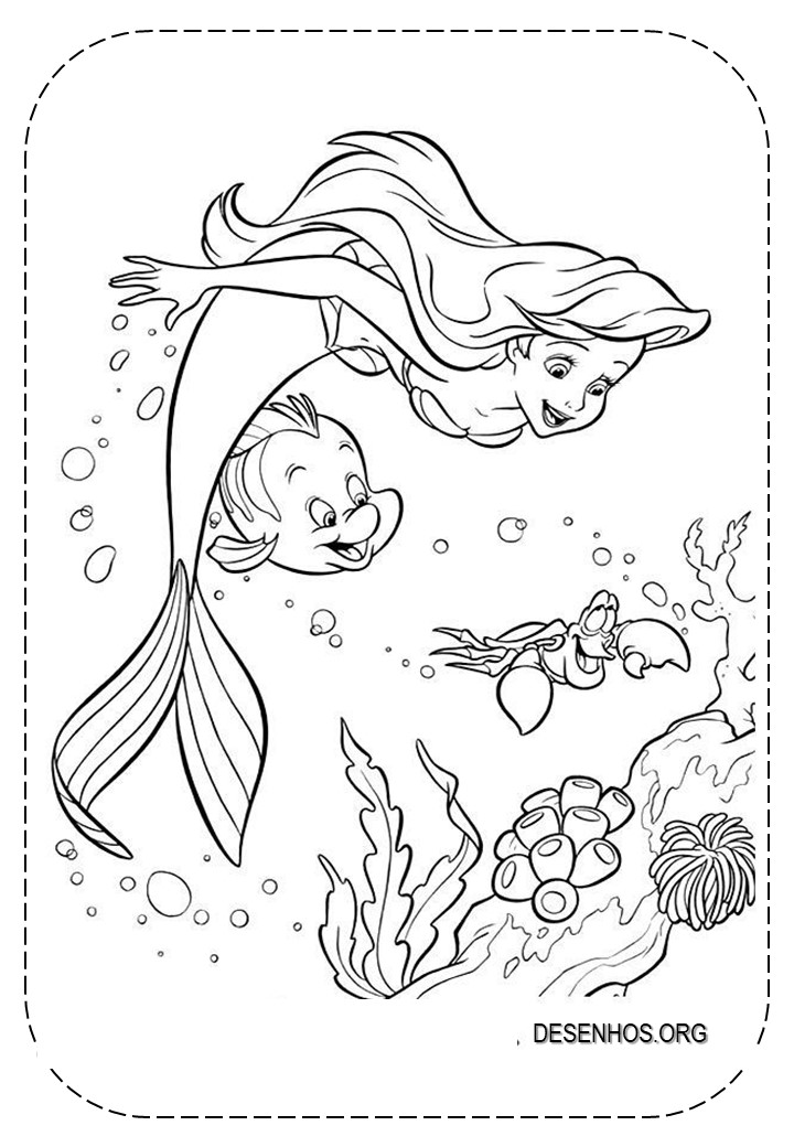 109 Desenhos da Ariel para colorir e imprimir