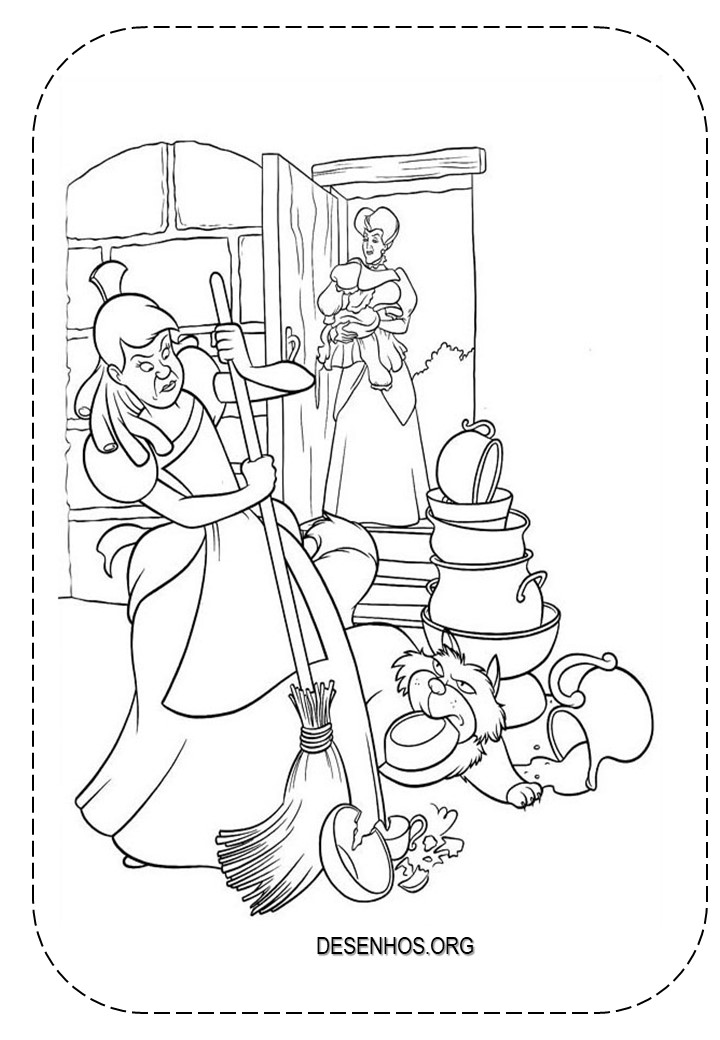 154 desenhos da Cinderela para colorir!