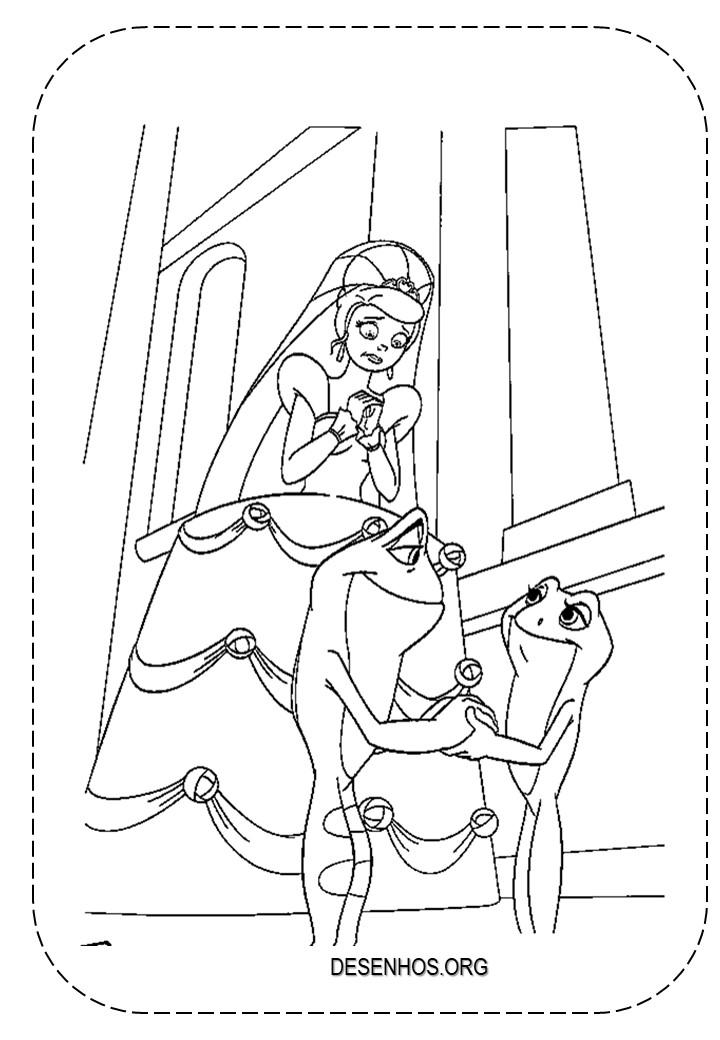A Princesa e o Sapo para colorir e imprimir! A Princesa e o Sapo para colorir e imprimir!