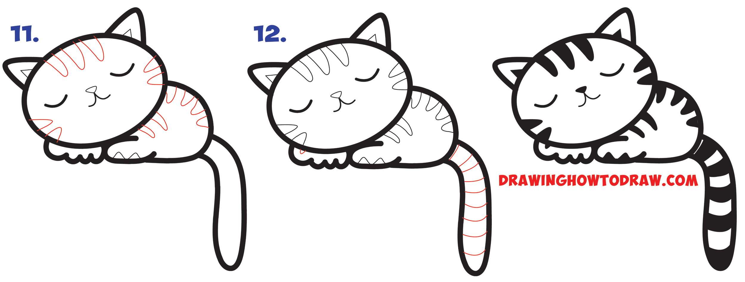 Como desenhar um gatinho fofo