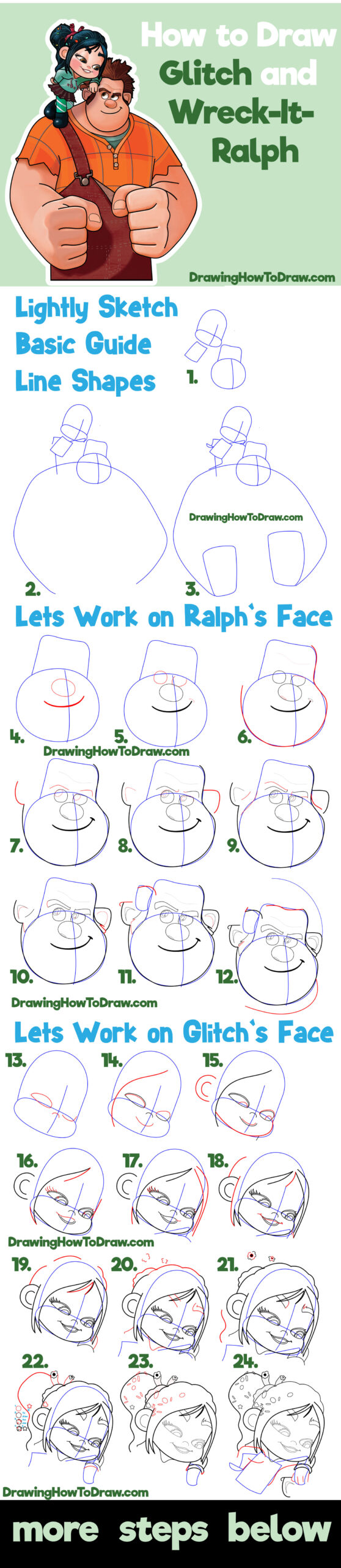 Como desenhar Detona Ralph e Venellope