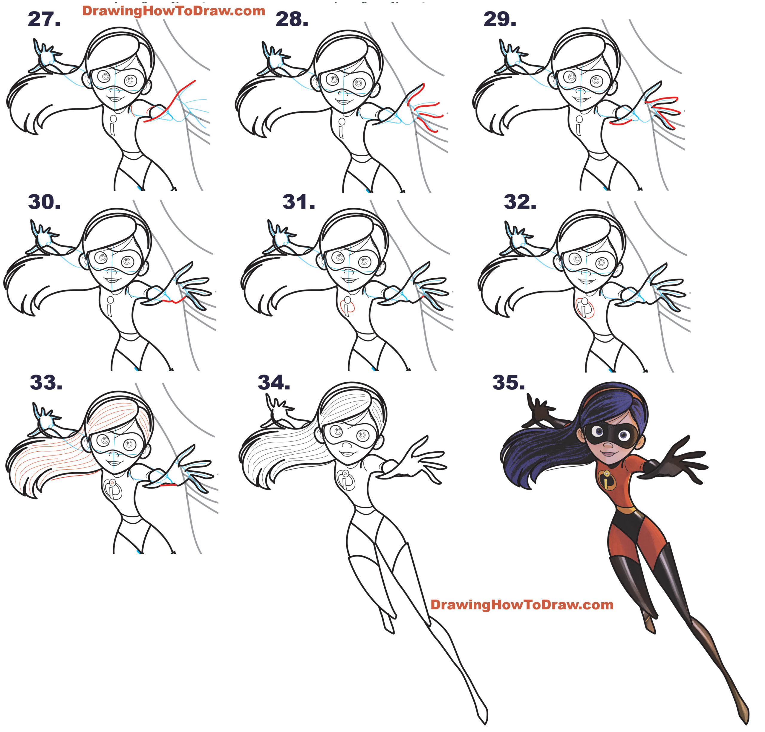 Como desenhar a violeta dos Incríveis Como desenhar a violeta dos Incríveis