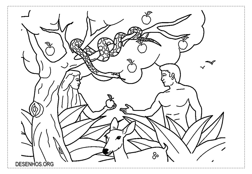Adão e Eva para Colorir!