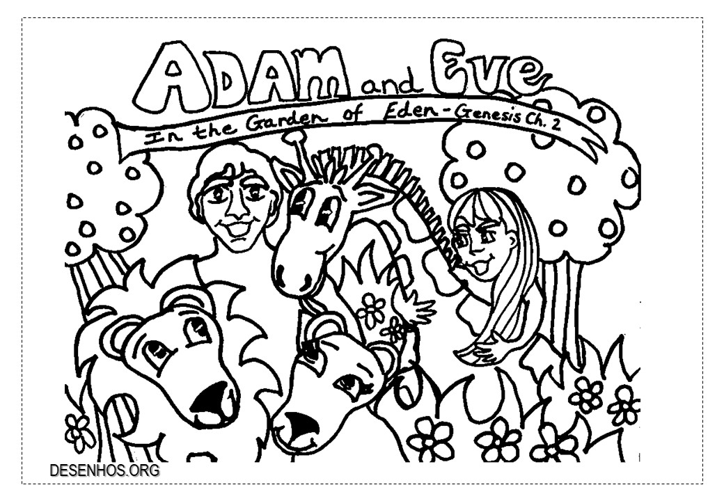 Adão e Eva para Colorir!