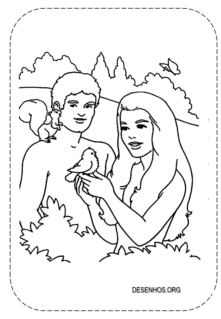 Adão e Eva para Colorir!