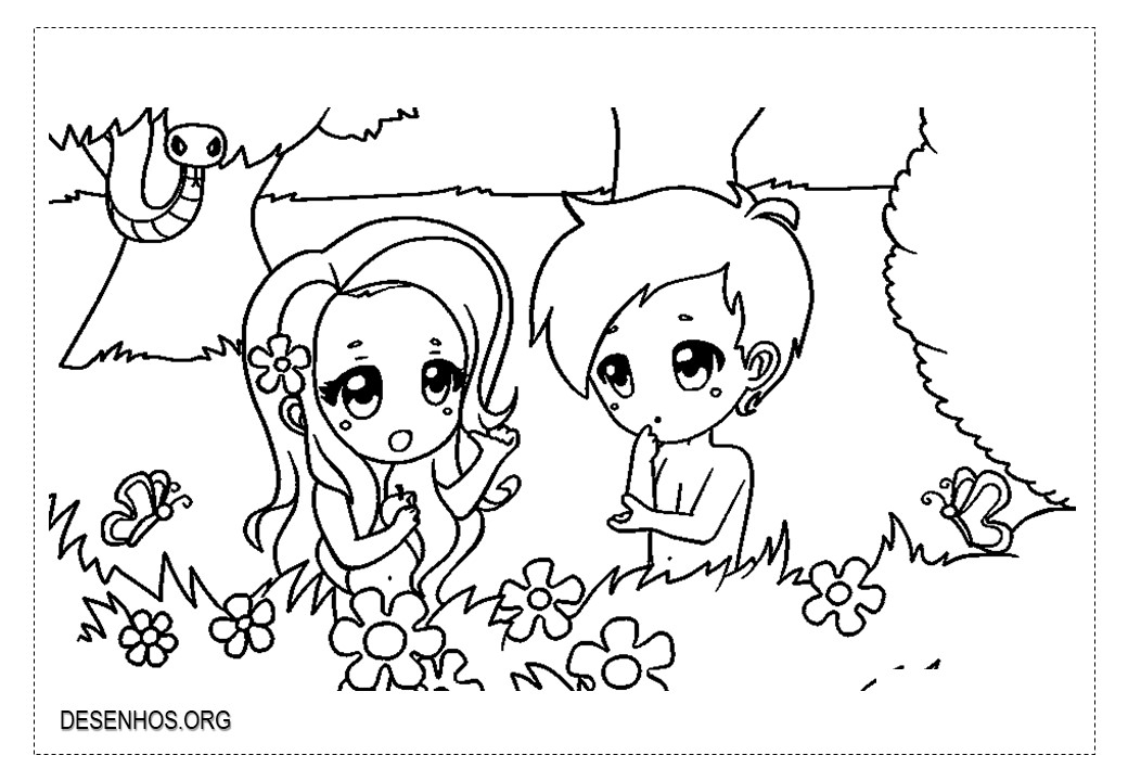 Adão e Eva para Colorir!