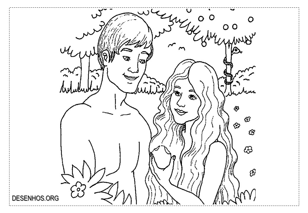 Adão e Eva para Colorir!