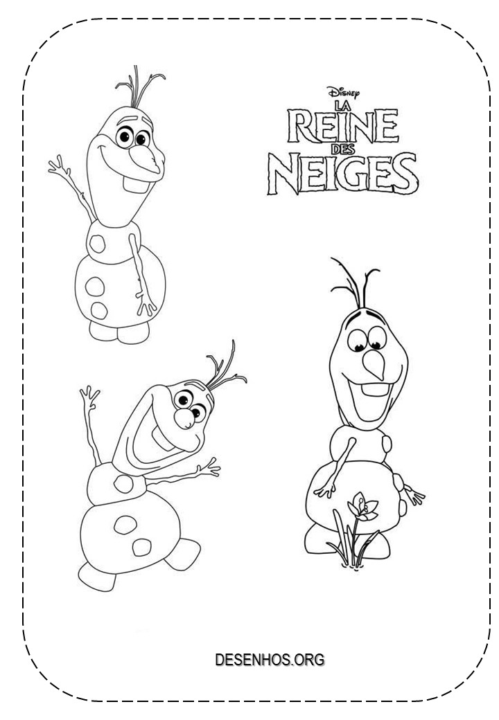 Mais de 50 desenhos do Olaf para colorir!