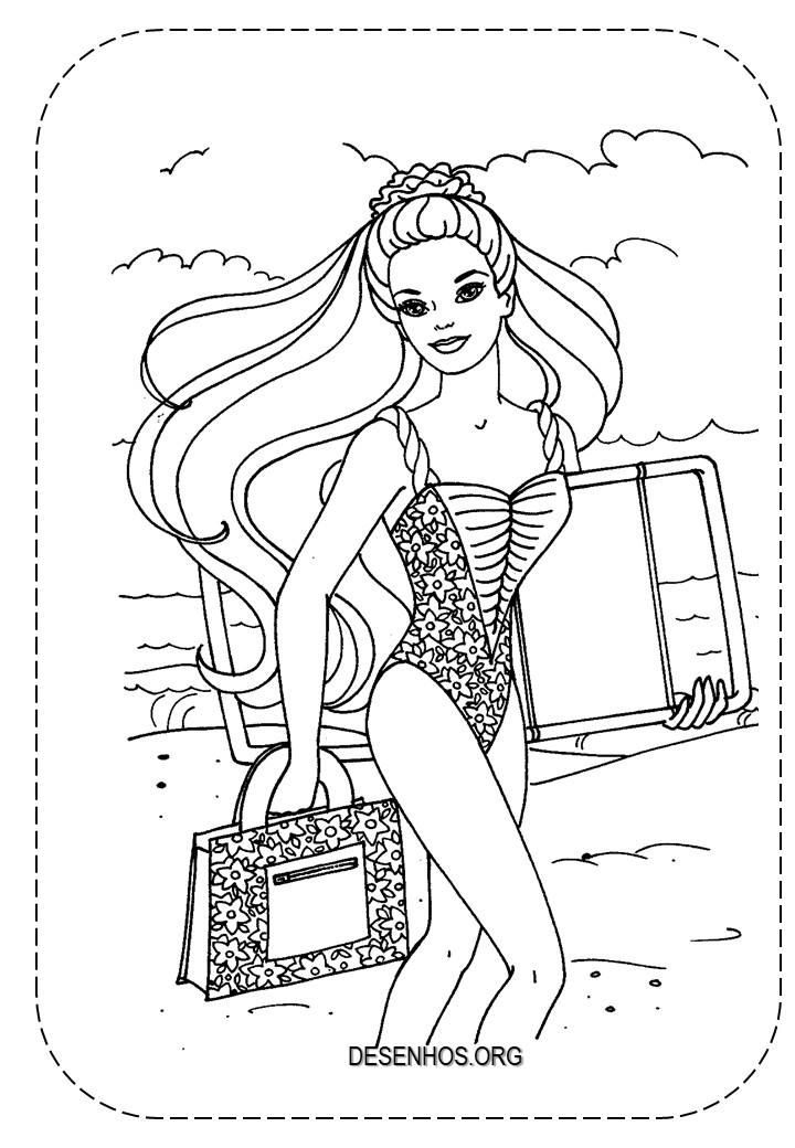 25 Desenhos da Barbie de férias para Colorir!