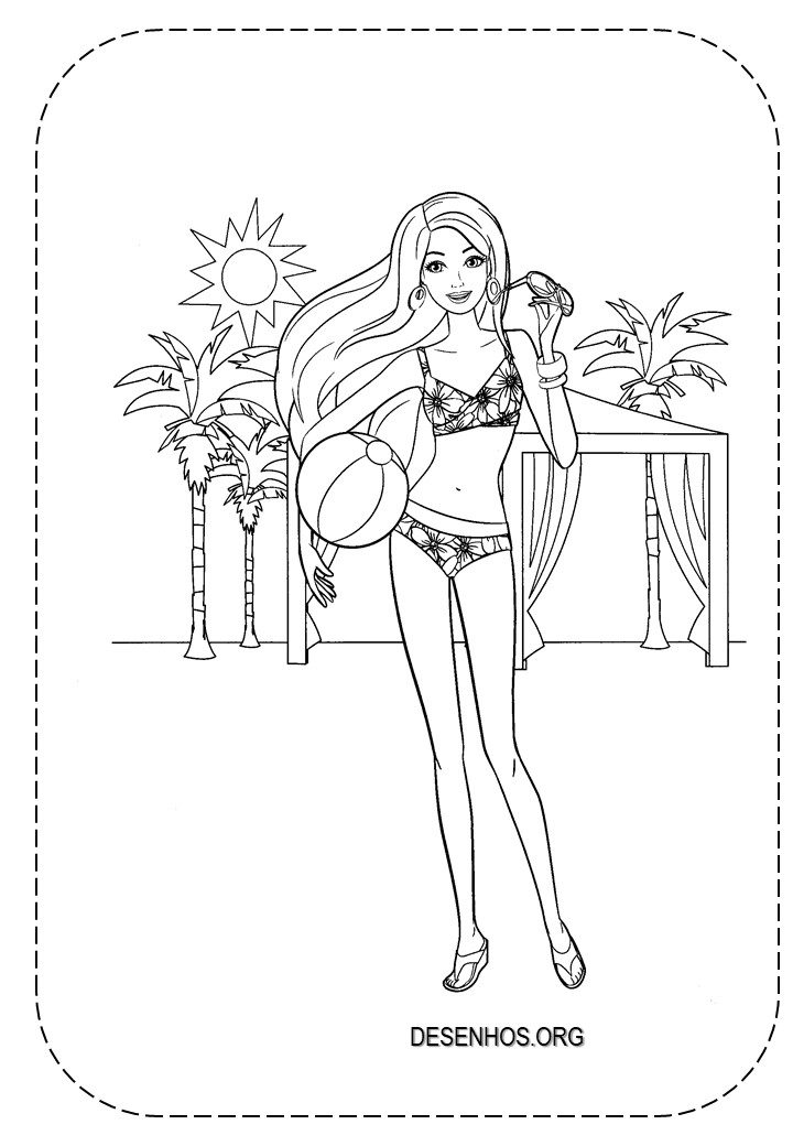 25 Desenhos da Barbie de férias para Colorir!
