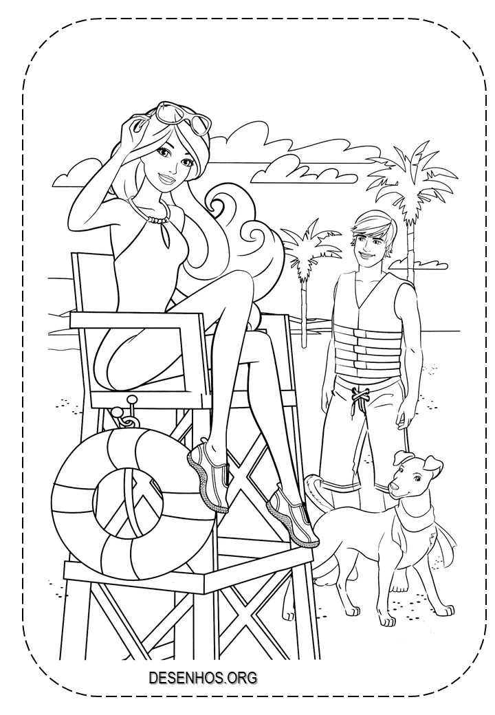 25 Desenhos da Barbie de férias para Colorir!