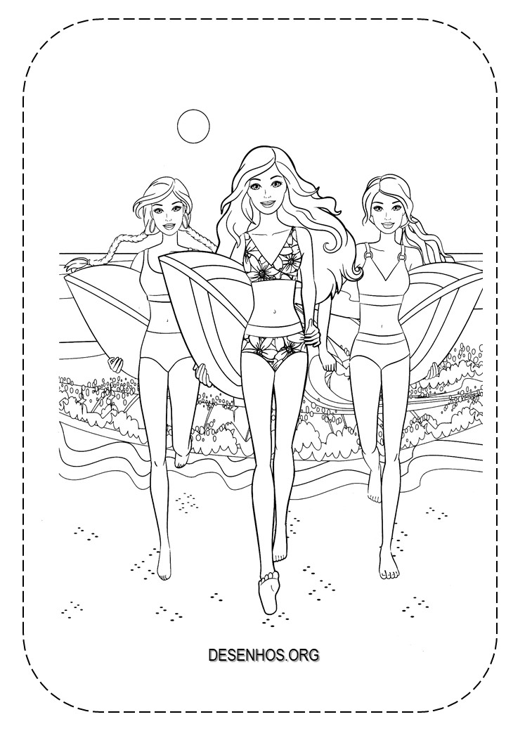 25 Desenhos da Barbie de férias para Colorir!