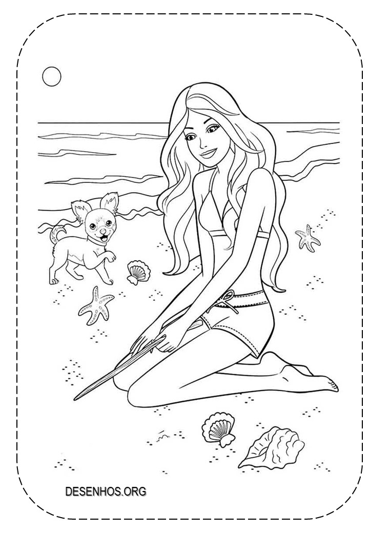 25 Desenhos da Barbie de férias para Colorir!