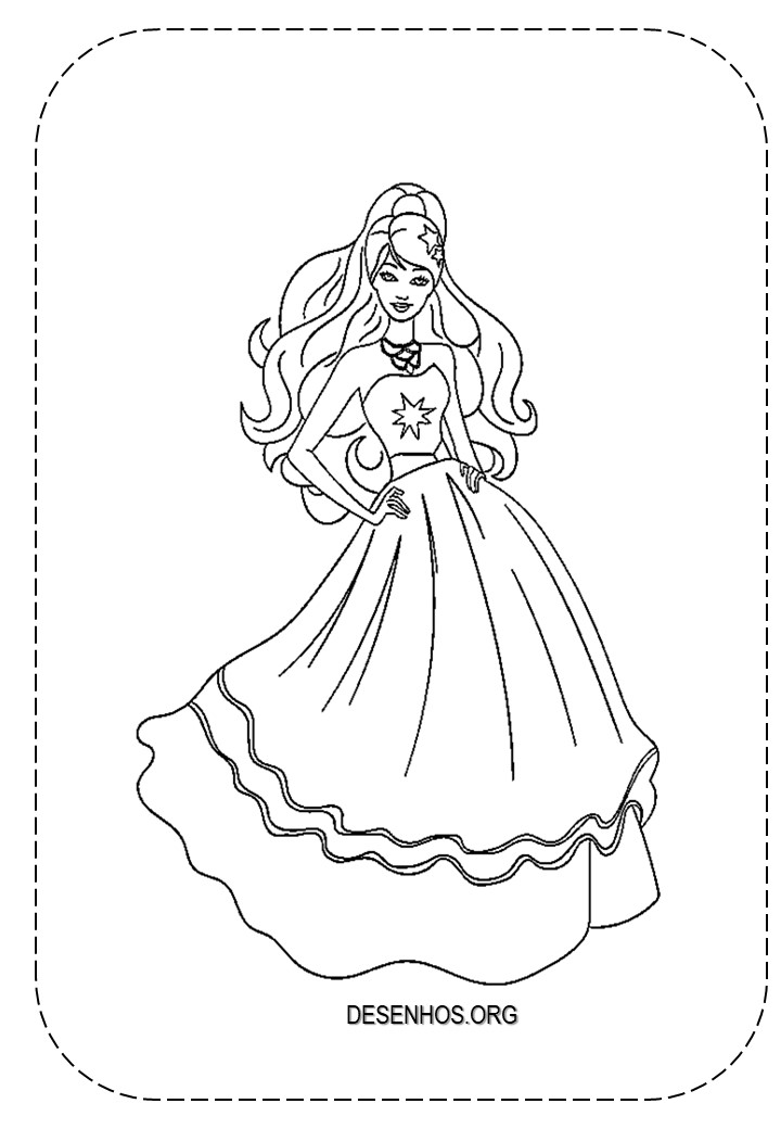 Desenho para colorir da princesa Barbie · Creative Fabrica