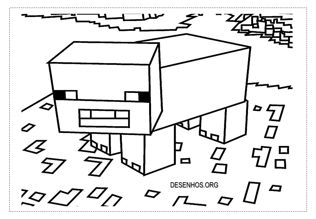 Minecraft porco colorir e imprimir 1
