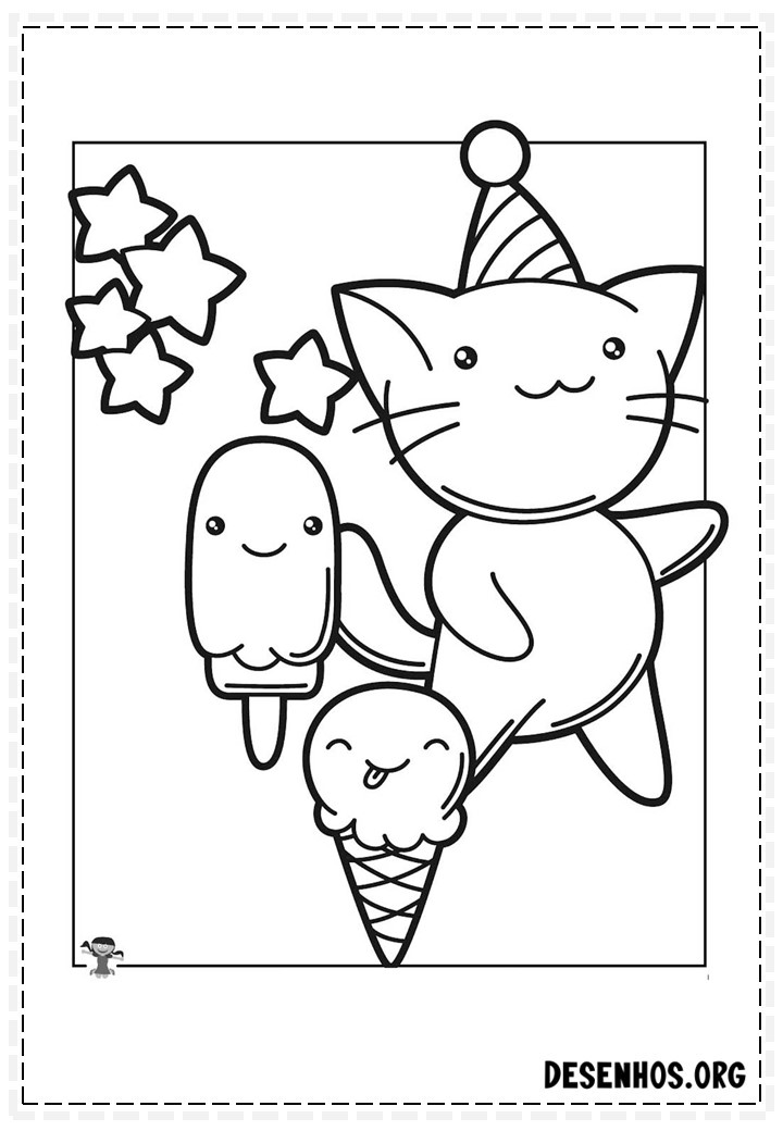 desenhos para colorir kawaii 343