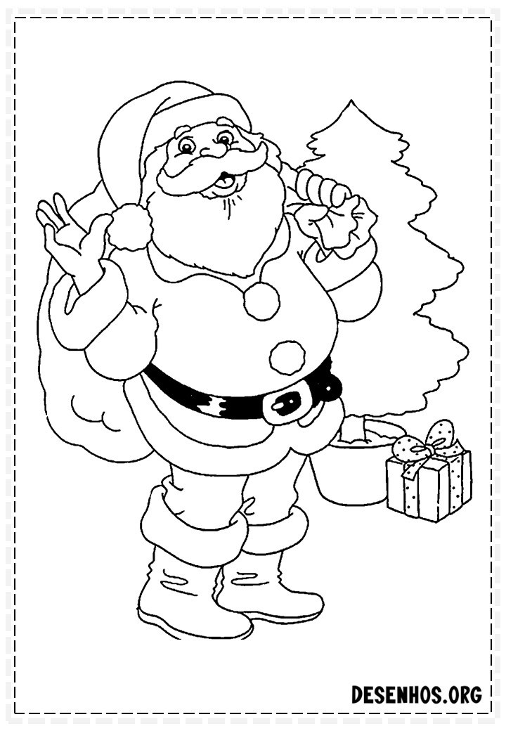 137 Desenhos do Papai Noel para colorir