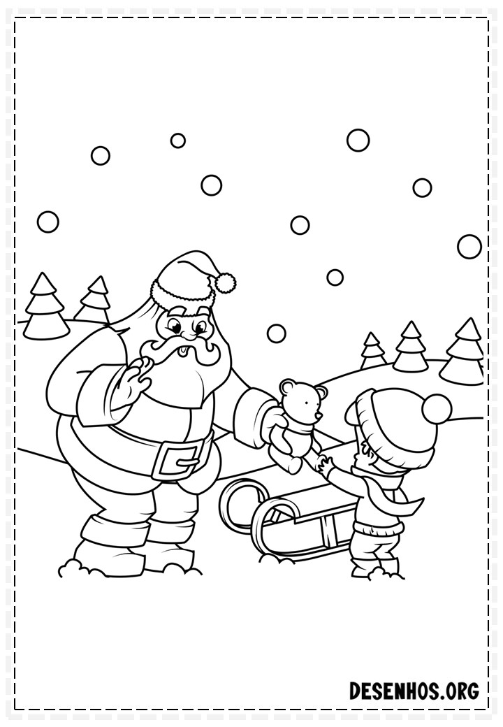 137 Desenhos do Papai Noel para colorir