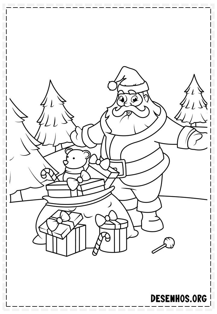 137 Desenhos do Papai Noel para colorir