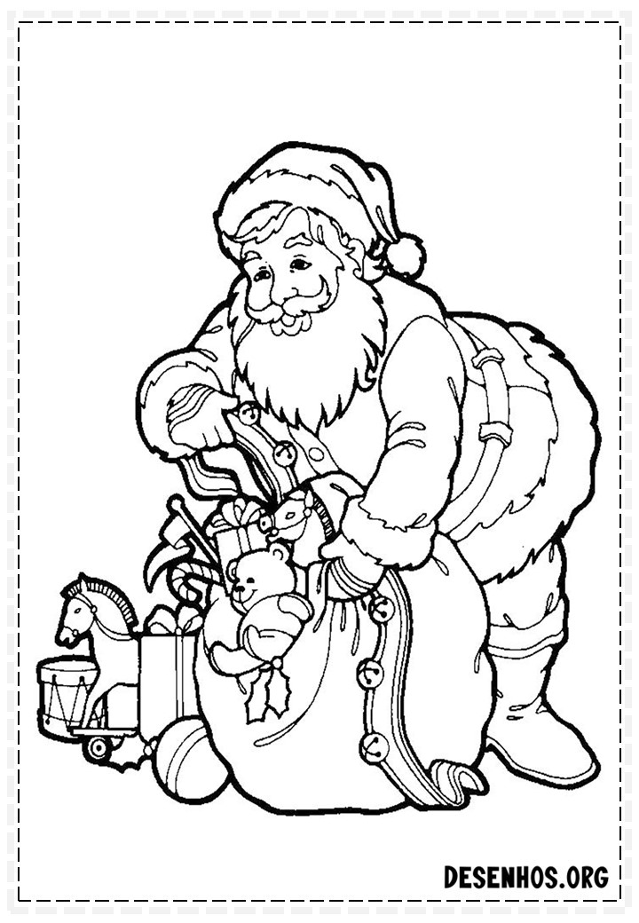 137 Desenhos do Papai Noel para colorir