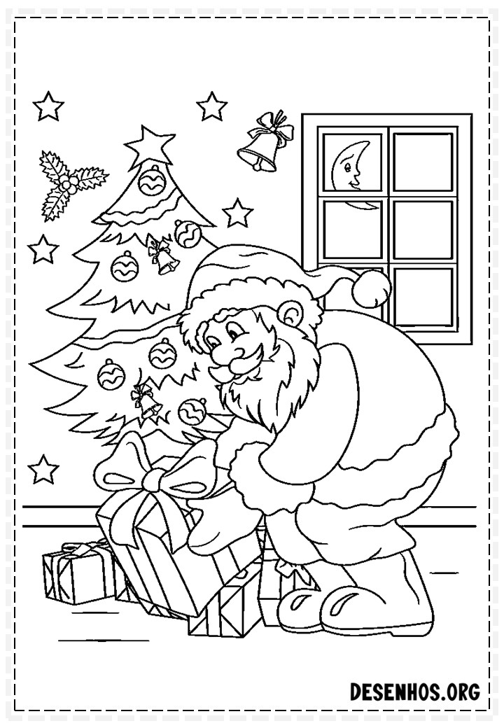 137 Desenhos do Papai Noel para colorir