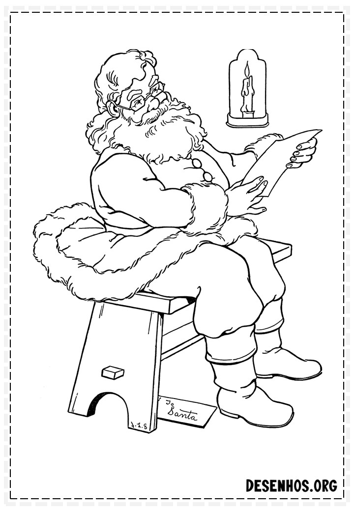 137 Desenhos do Papai Noel para colorir