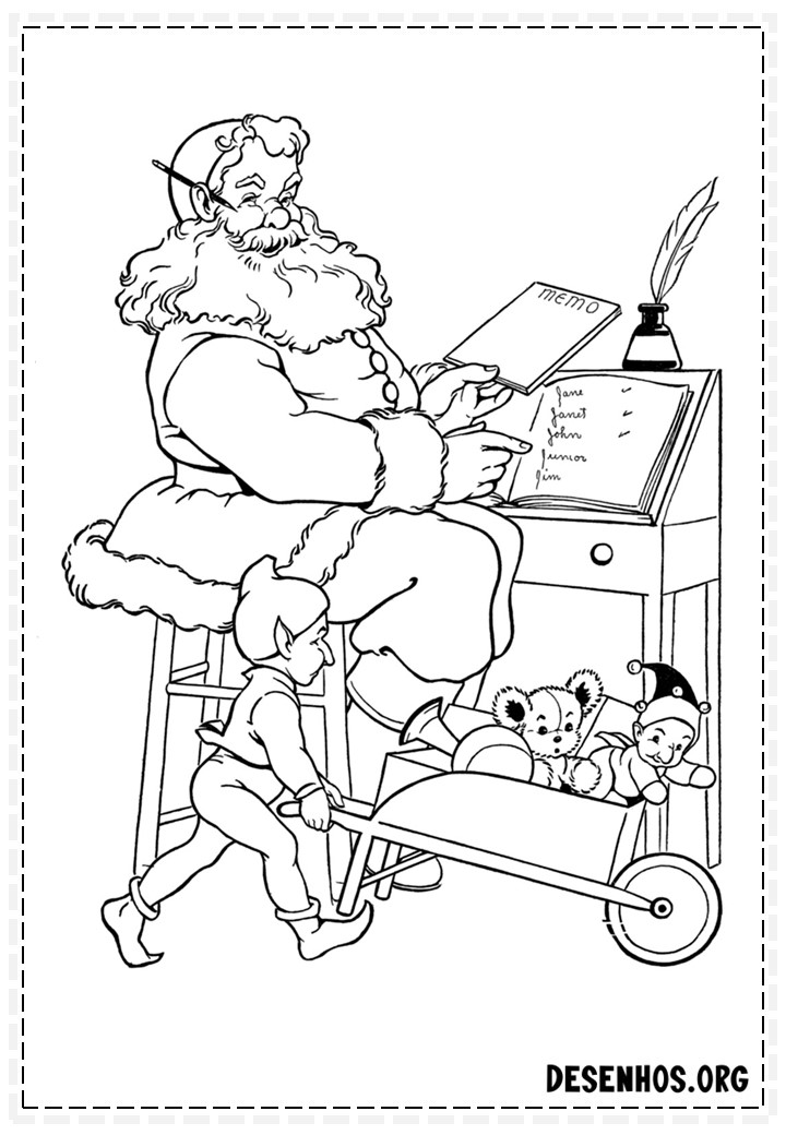 137 Desenhos do Papai Noel para colorir