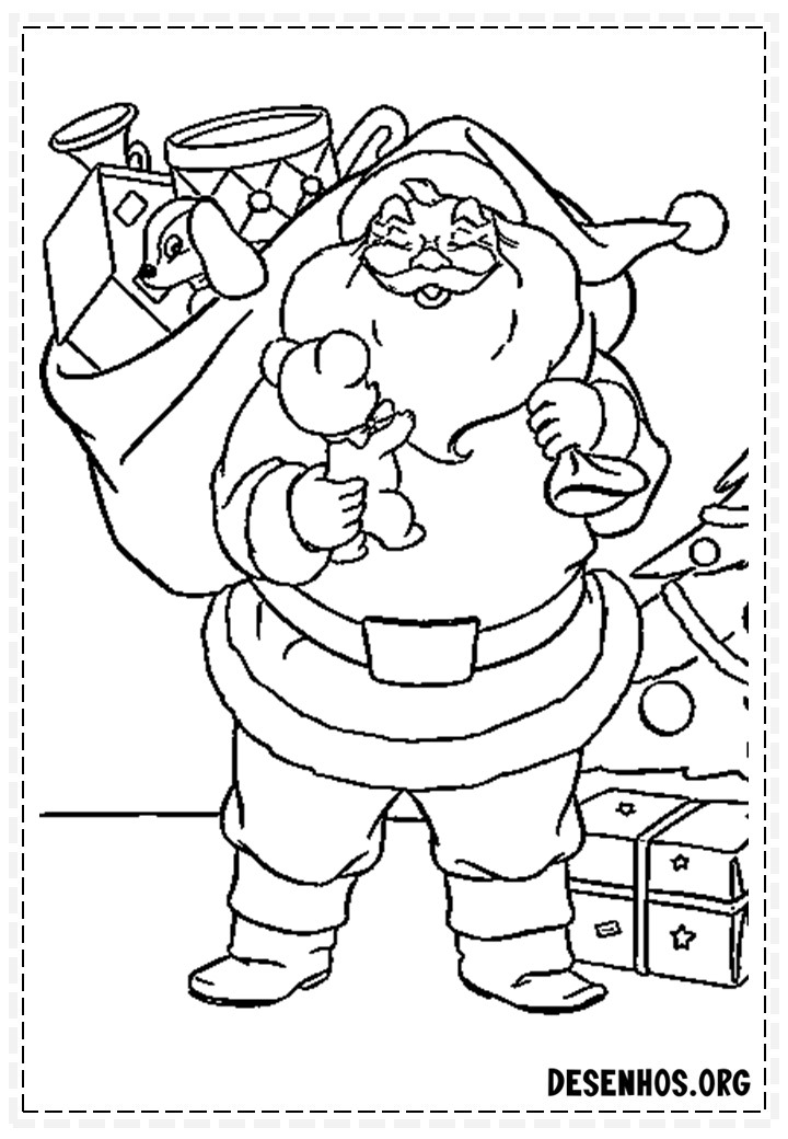 137 Desenhos do Papai Noel para colorir