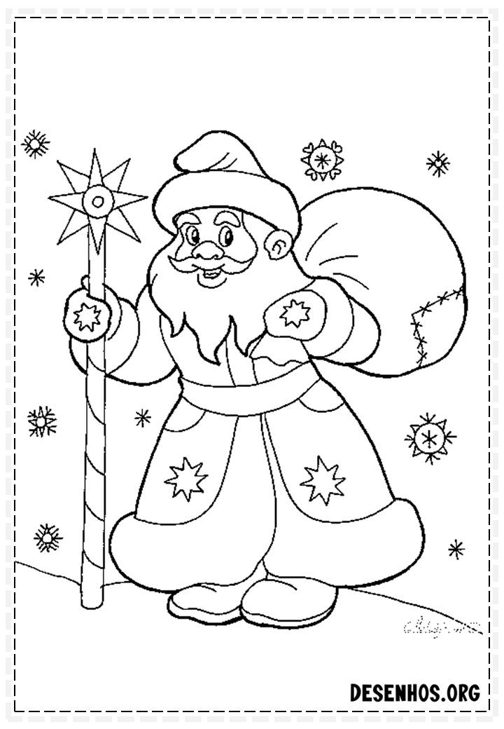 137 Desenhos do Papai Noel para colorir