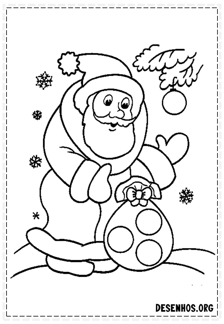 137 Desenhos do Papai Noel para colorir