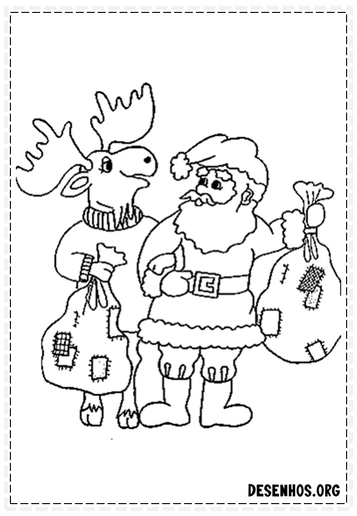 137 Desenhos do Papai Noel para colorir