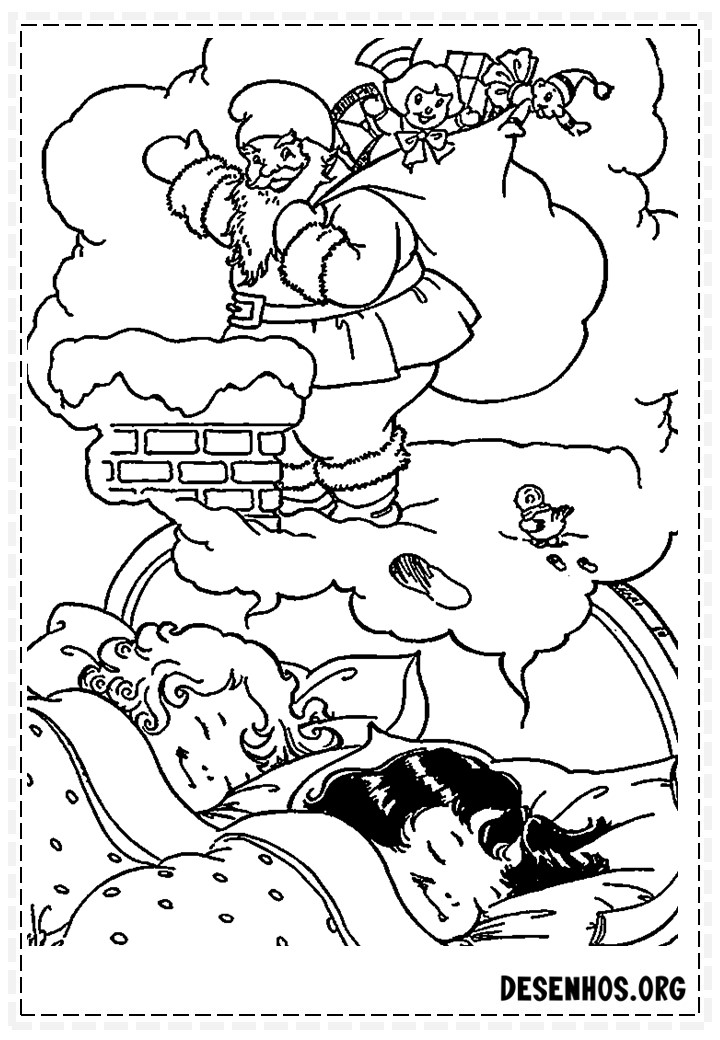 137 Desenhos do Papai Noel para colorir
