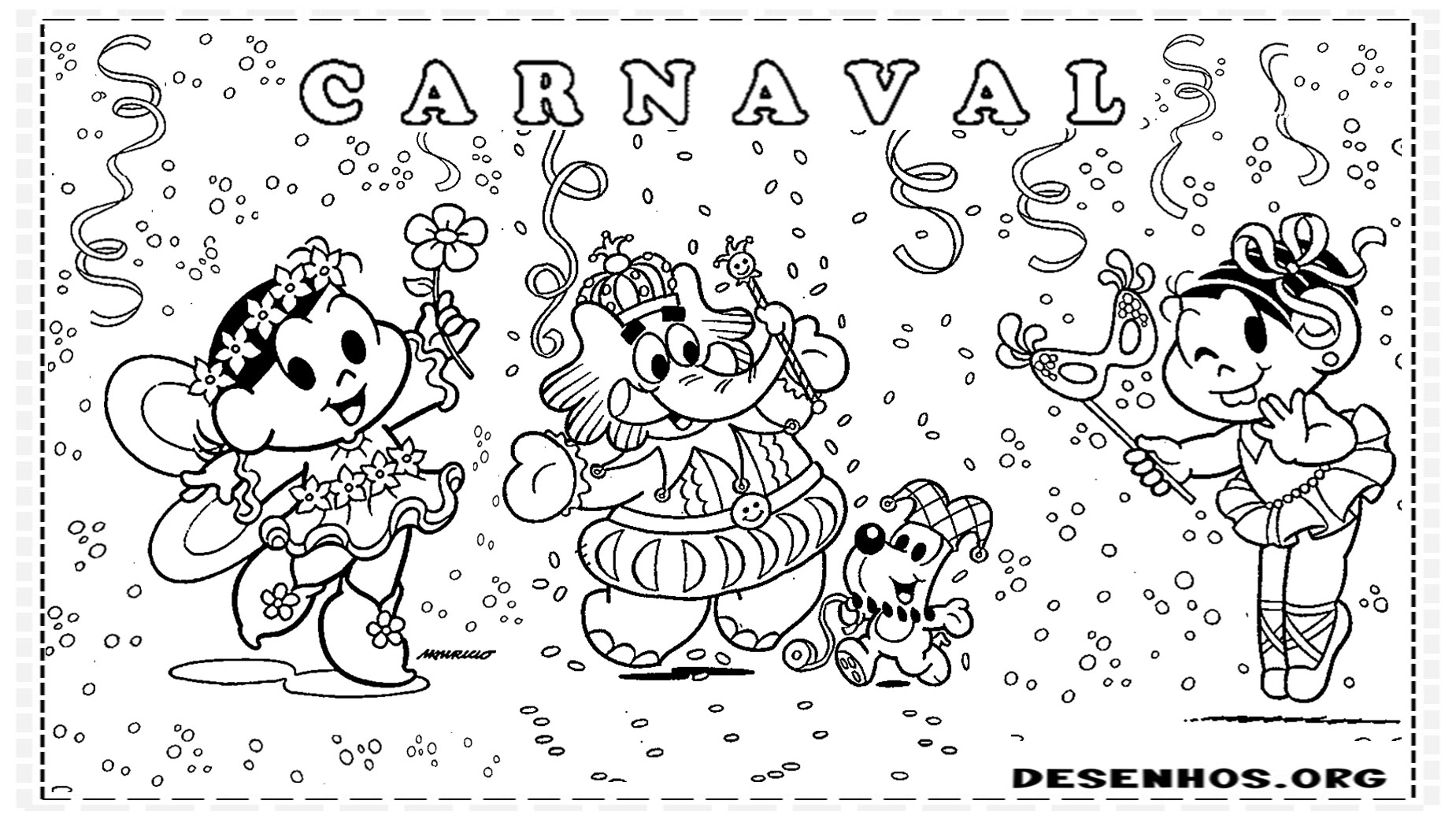45 desenhos de carnaval para colorir