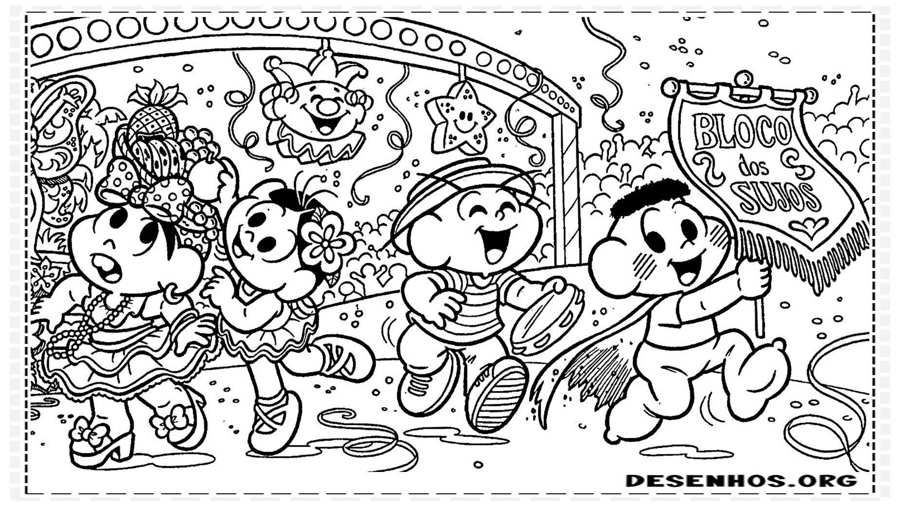 45 desenhos de carnaval para colorir