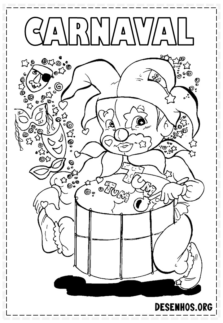 45 desenhos de carnaval para colorir