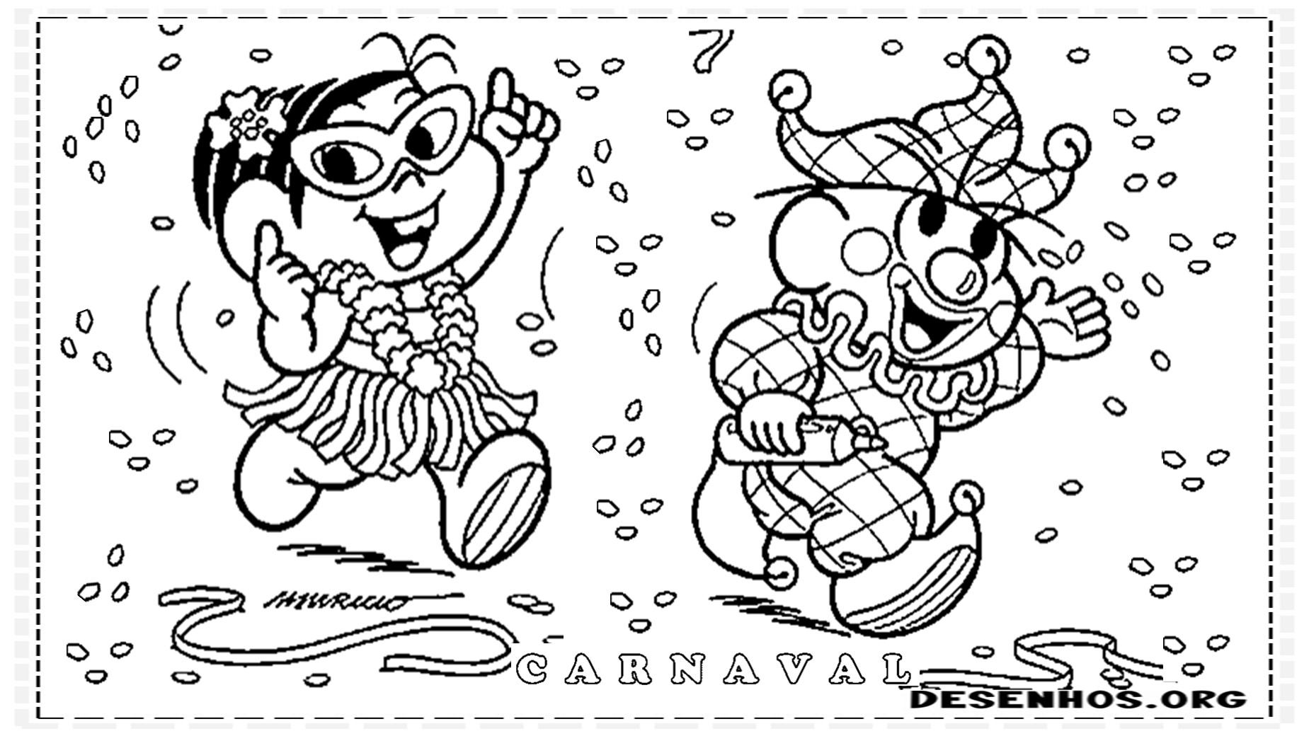 45 desenhos de carnaval para colorir