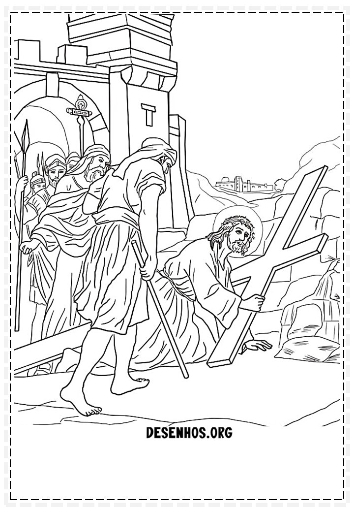 Desenhos da crucificação e ressurreição de cristo para colorir 15