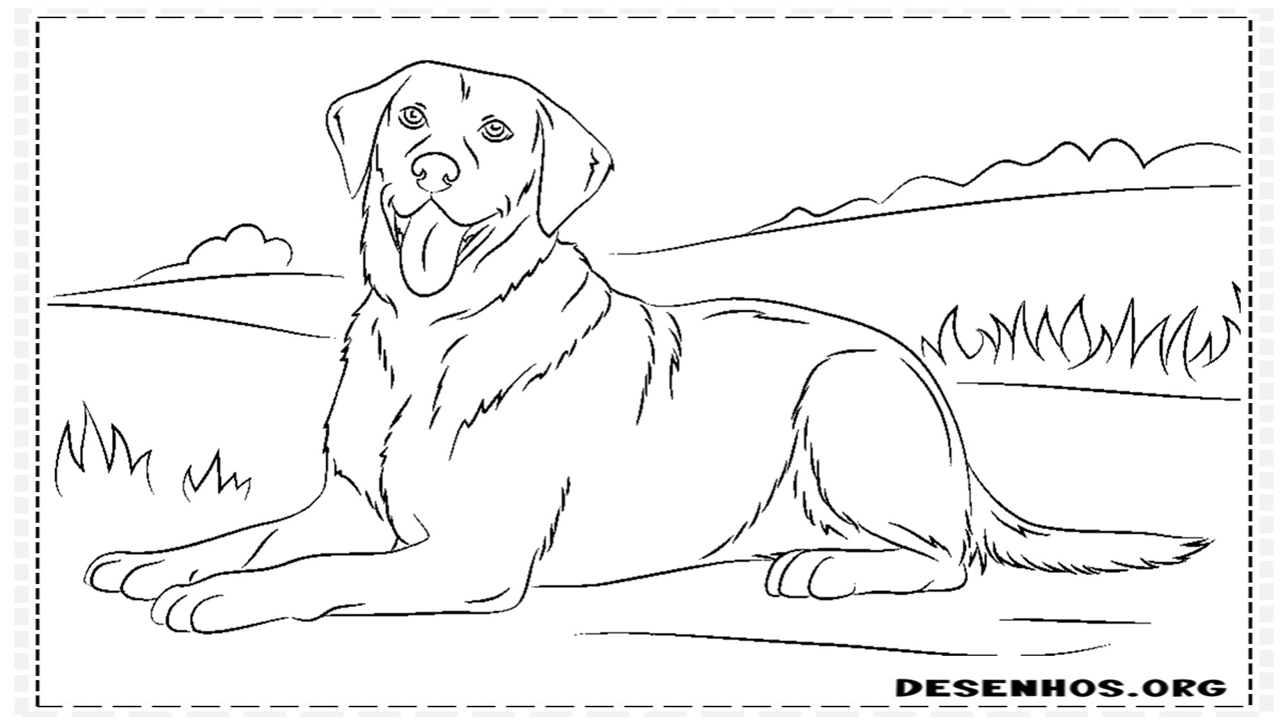 Desenho de cachorro bonito e realista para colorir