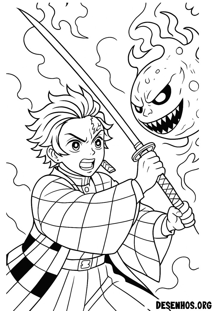 30 Desenhos do Demon Slayer para colorir