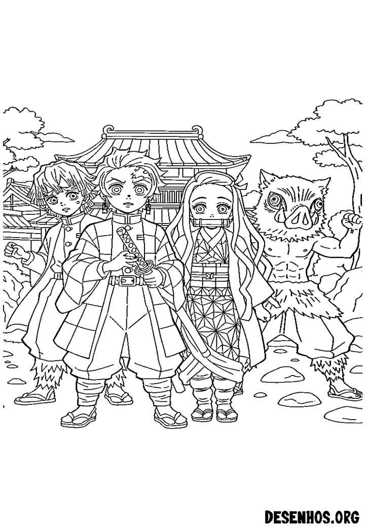 30 Desenhos do Demon Slayer para colorir