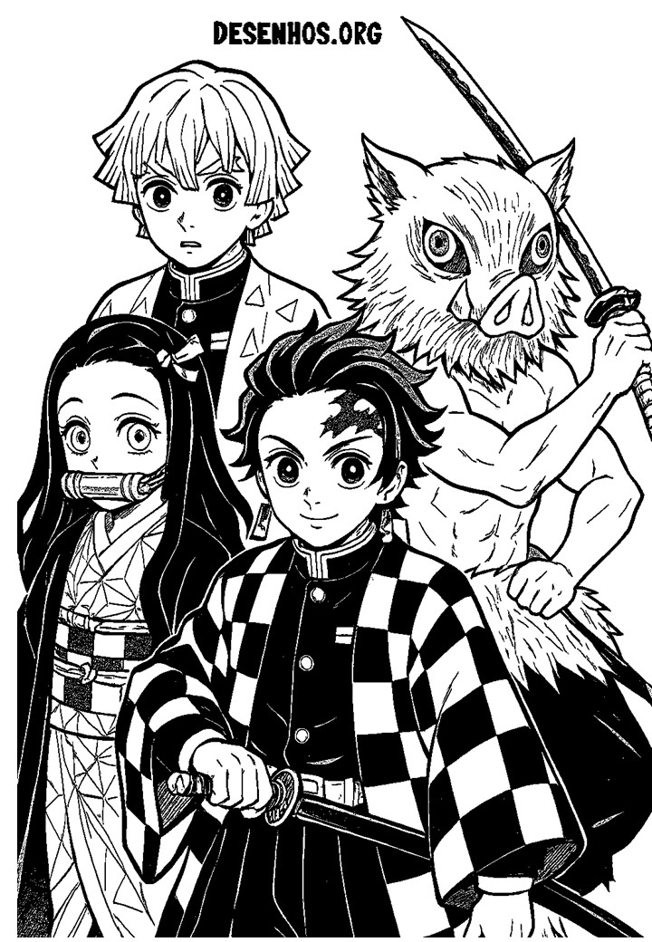 30 Desenhos do Demon Slayer para colorir