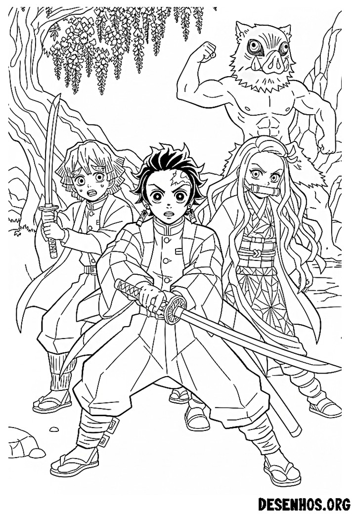 30 Desenhos do Demon Slayer para colorir