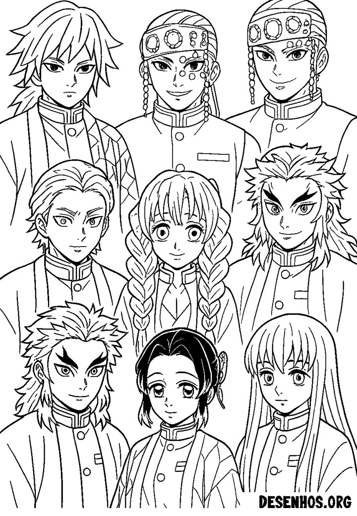 30 Desenhos do Demon Slayer para colorir