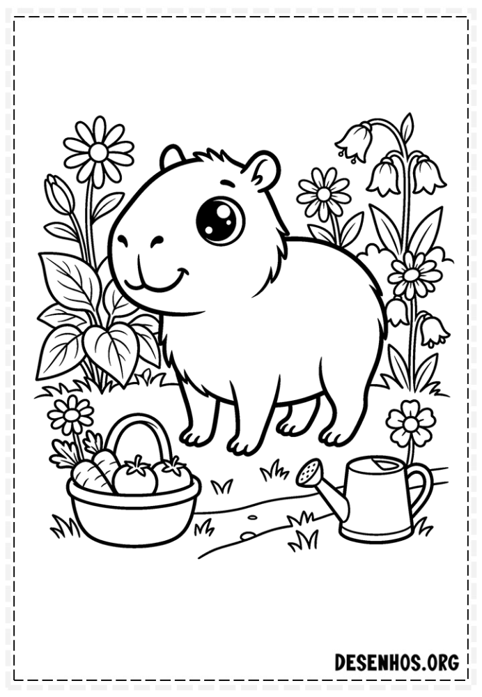 Desenho de capivara para colorir 14