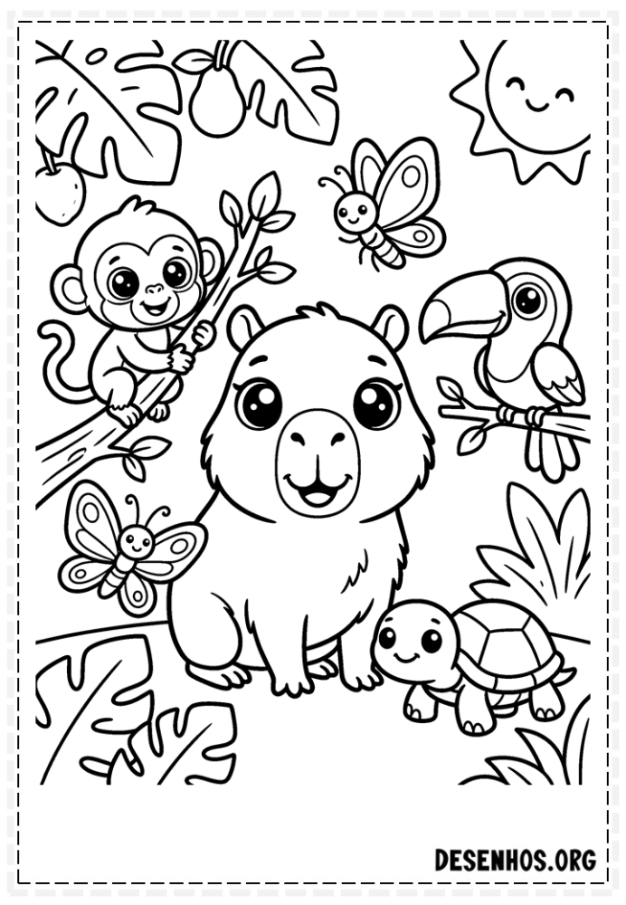 Desenho de capivara para colorir 16