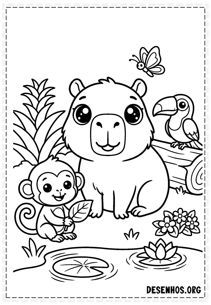 50 Desenho de capivara para colorir